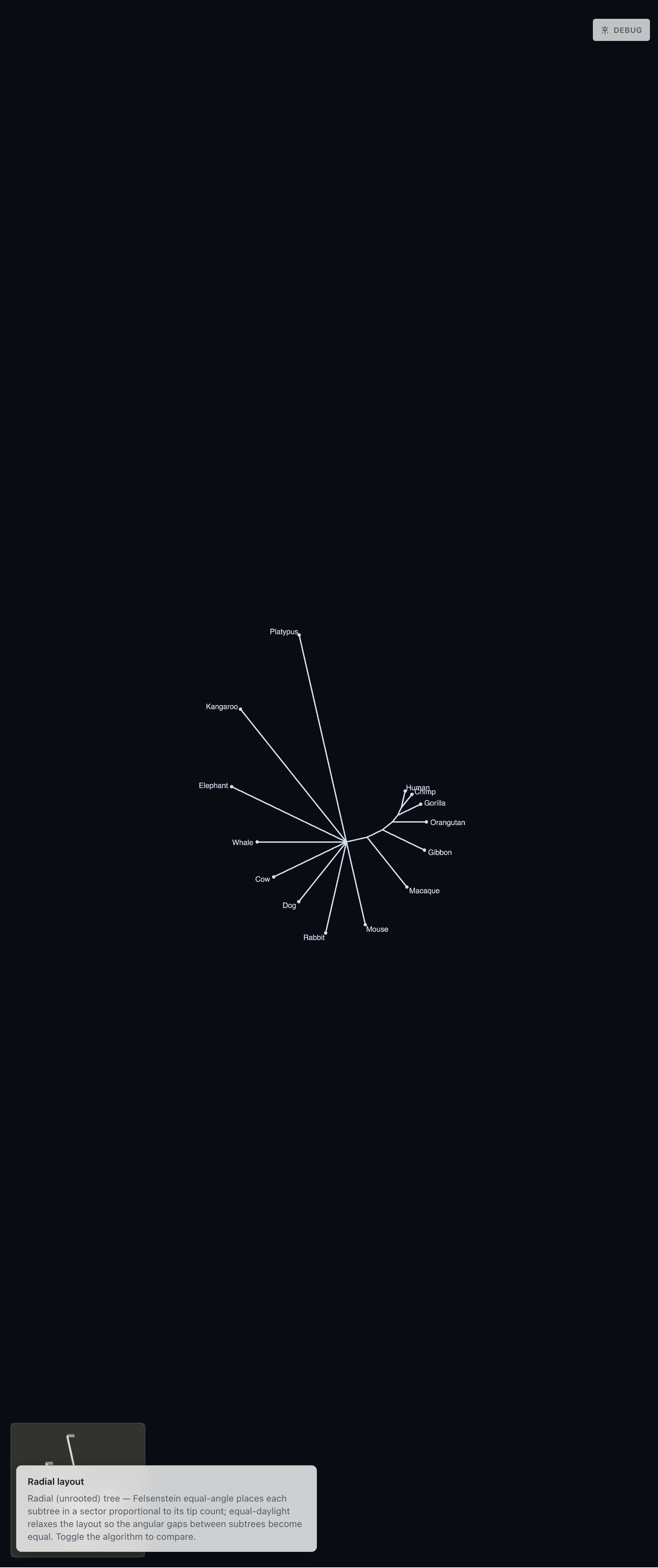 Preview of the Radial layout demo